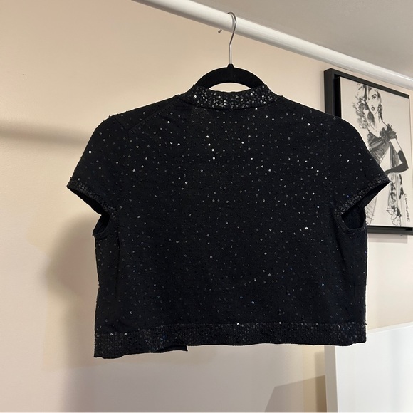 BCBG MaxAzria black sparkly sequins shrug - Picture 2 of 6